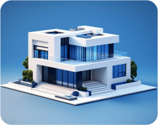 a blue-color commercial building image